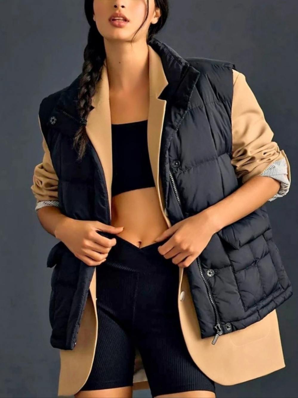 Do Everything in Love Long Quilted Puffer Vest Black